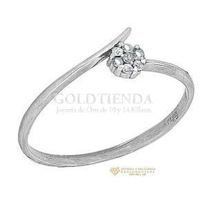 ANILLO ROSETA ORO BLANCO 10K