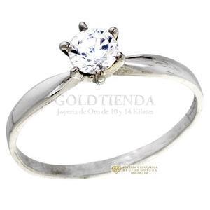 ANILLO SOLITARIO CLASICO BLANCO 10K