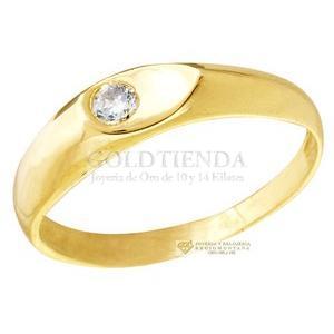 ANILLO SOLITARIO GOTA HUNDIDA 10K