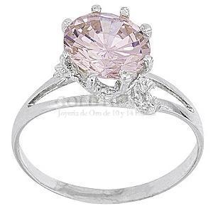 ANILLO SOLITARIO ROSA .925