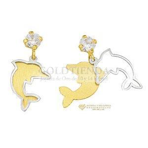 BROQUEL DELFIN COLGANTE DOBLE 10K