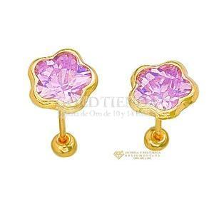 BROQUEL FLOR CIRCONIA ROSA 10K